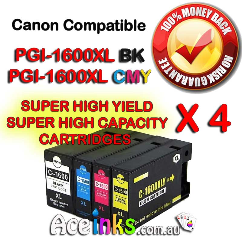 4 Combo Compatible Canon PGI-1600XL BK C / M / Y